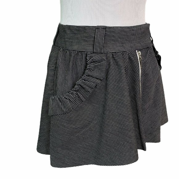 BEBE -Striped Ruffled Mini Flare Skirt - Picture 4 of 7